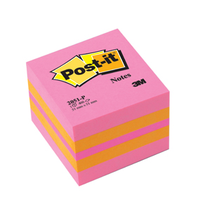 Post-it Klistrelapper 51x51 mini kubeblokk rosa