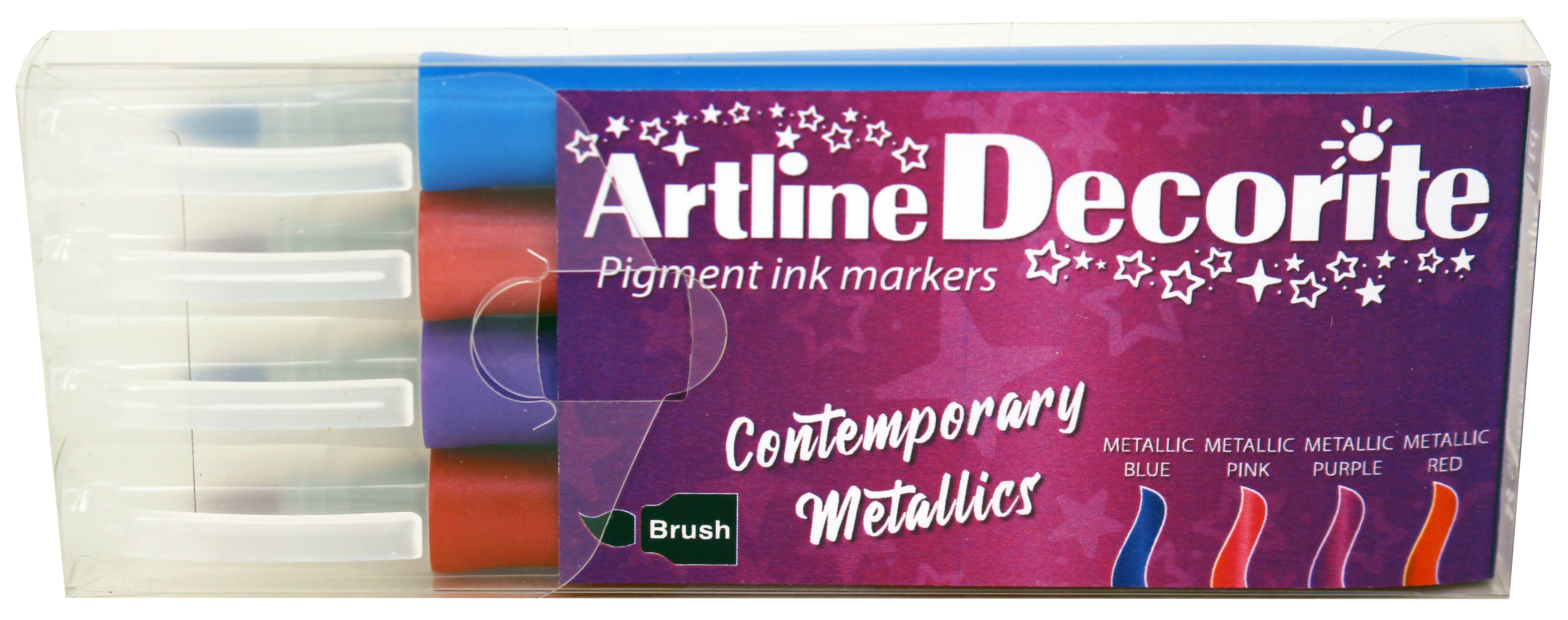 Artline Decorite Brush Metallic 4-pk