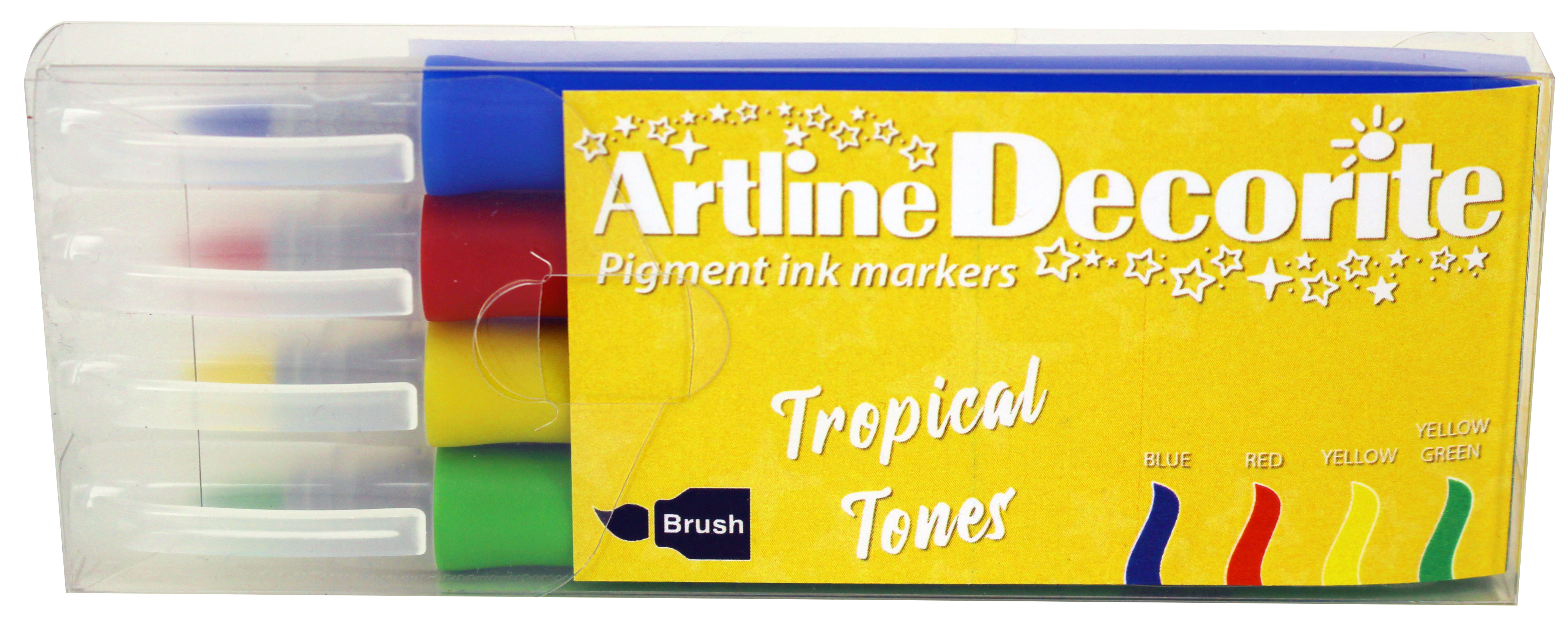 Artline Decorite Brush Tropical 4-pk