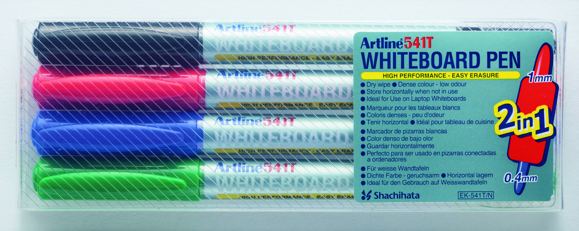 Artline Whiteboardpenn 541T 2i1 Sett med 4 farger