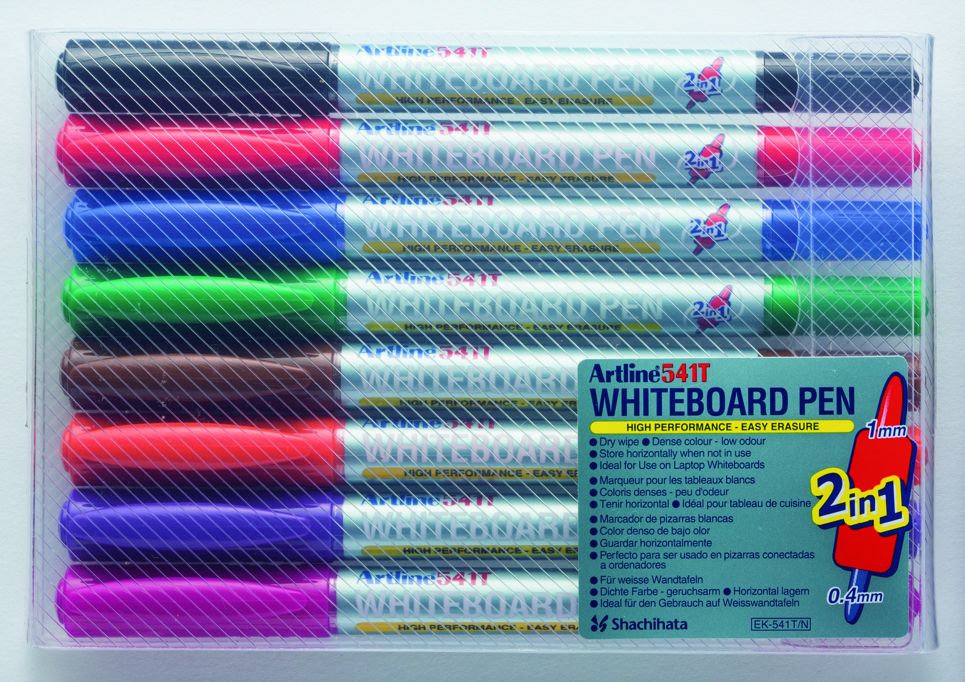 Artline Whiteboardpenn 541T 2i1 Sett med 8 farger
