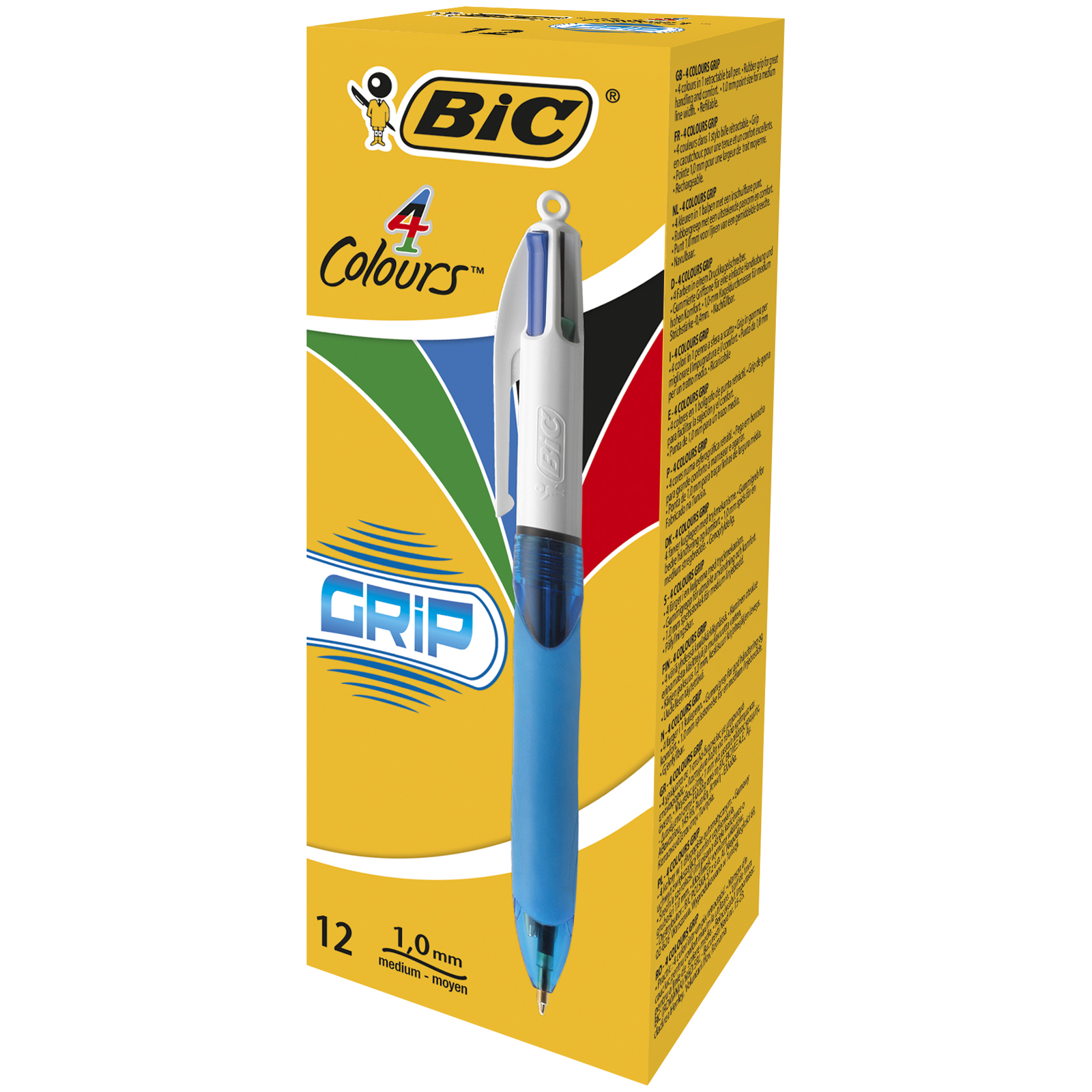 BIC Grip Kulepenn 4-farger 0,7mm. Rød/blå/grønn/sort