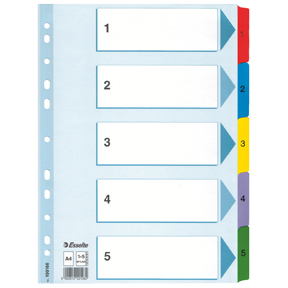 Esselte Register Mylar A4 1-5 flerfarg.