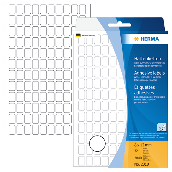 Herma Etikett KP 8x12mm hvit (3840)