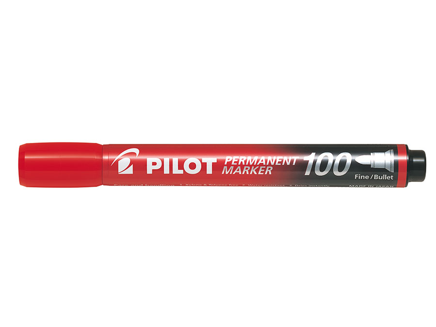 Pilot Permanent merkepenn 100 rund spiss rød