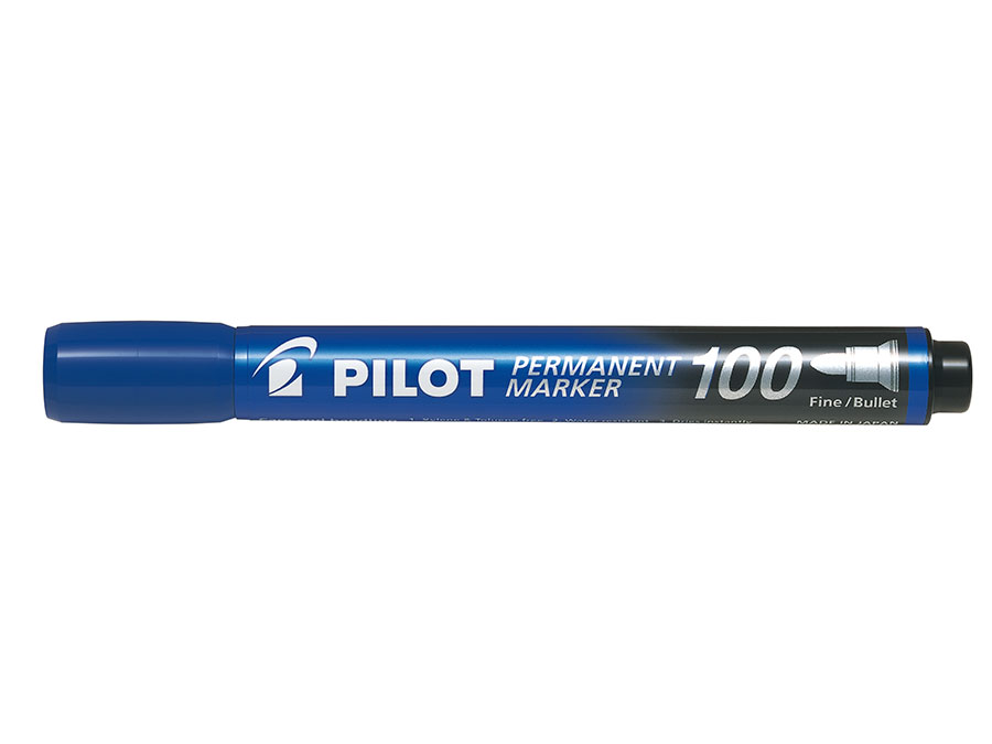 Pilot Permanent merkepenn 100 rund spiss blå
