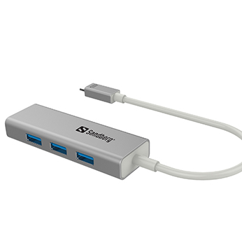 Sanderg USB-C til 3 x USB 3.0 Converter Hvit