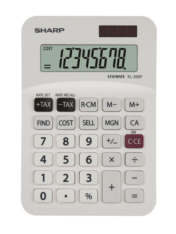 SHARP Skrivebordskalkulator EL-330FB hvit