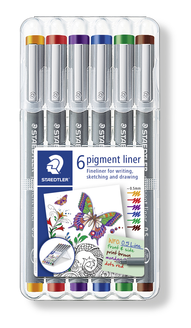 STAEDTLER Fineliner Pigment Liner 0,5mm ass (6)