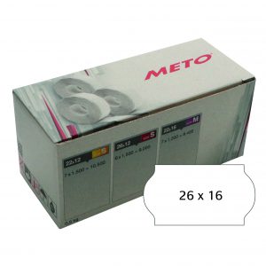 Meto etikett perm 26x16 hvit (6rl/1200)